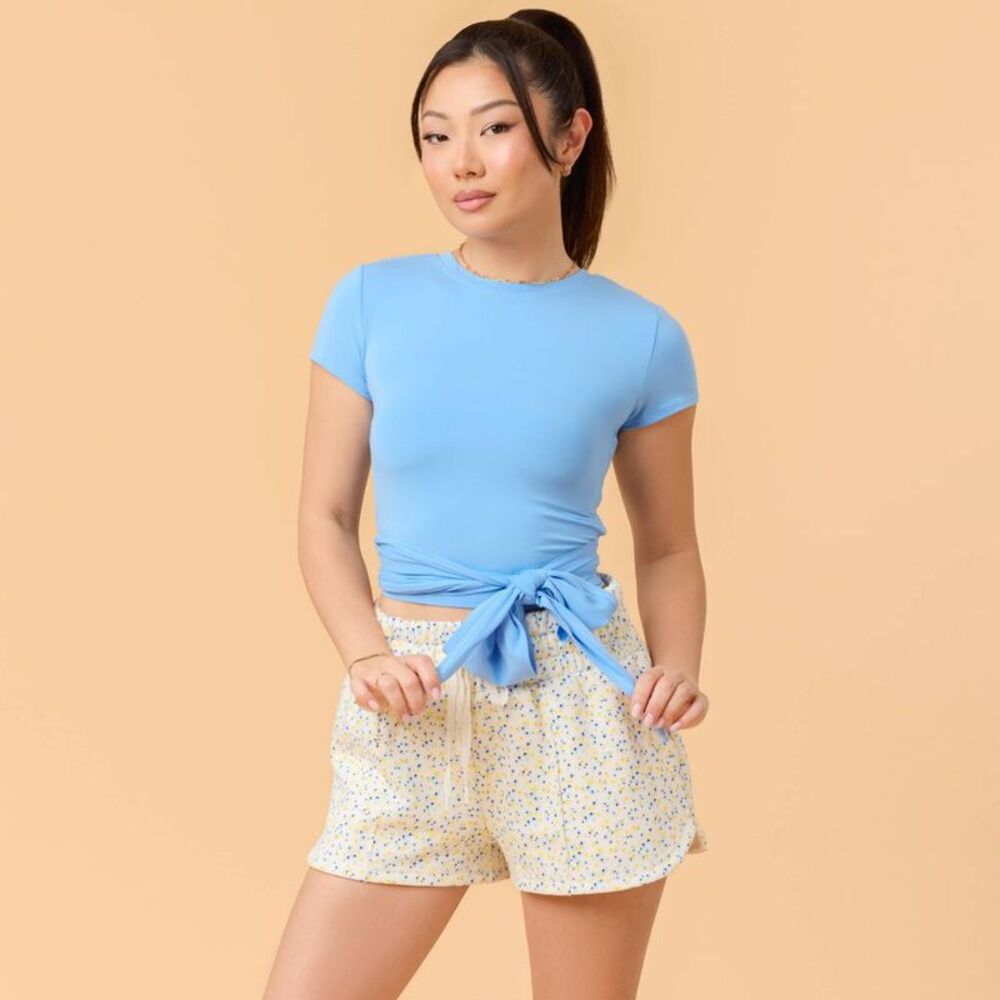 Blogilates -  Women's Mommy & Me Bow Back T-Shirt - M Medium Blue